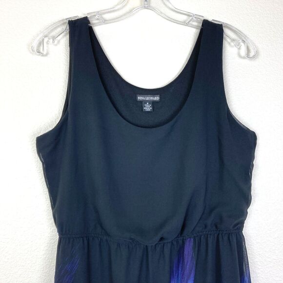 Nina Leonard Women's Pullover Maxi Dress Size 8 Artsy Abstract Vacation Resort - Picture 2 of 8